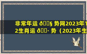 非常年运 🐧 势网2023年12生肖运 🌷 势（2023年生肖运势详解(最新完整版)）